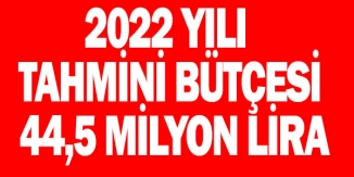 2022 YILI TAHMİNİ BÜTÇESİ 44,5 MİLYON LİRA